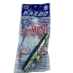 Vtg The One And Only Original Kazoo Musical Instrument Metal Gold Blue NEW
